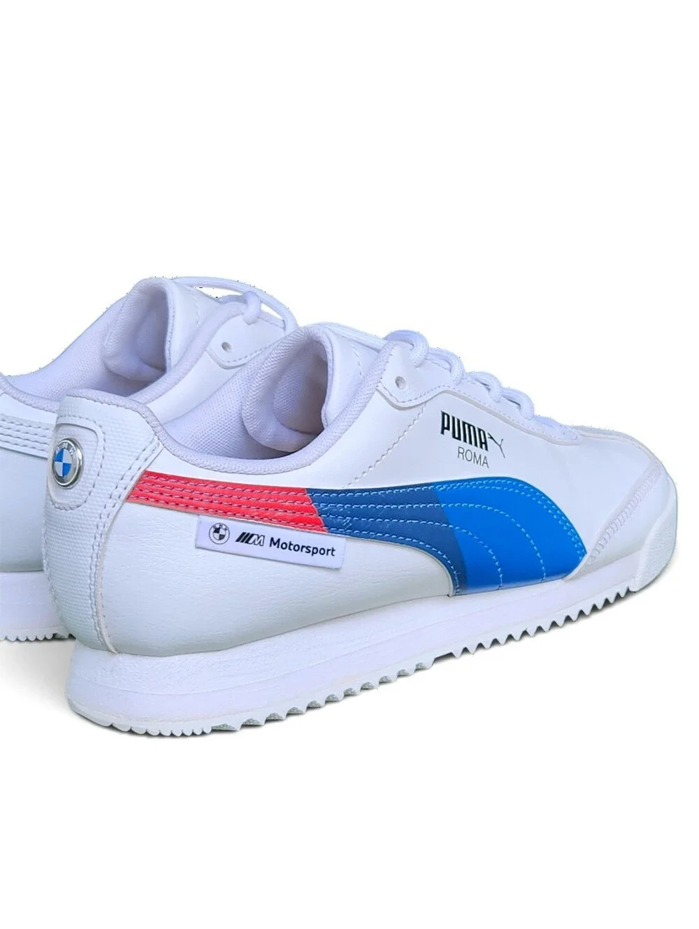 Puma BMW Motorsport Roma Classic Casual White/Blue/Red Big Boys Size 5 Youth